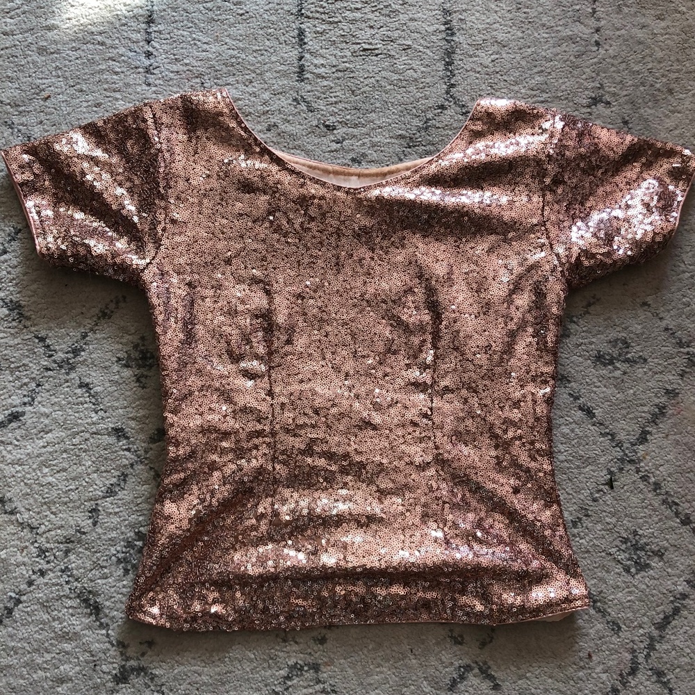 Pink hand made sequin top